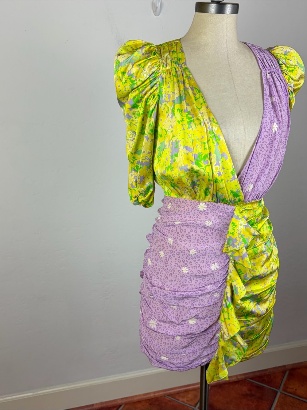 For Love & Lemons Dubois Mix Print Mini Dress in Freedom FLoral - Picture 3 of 8